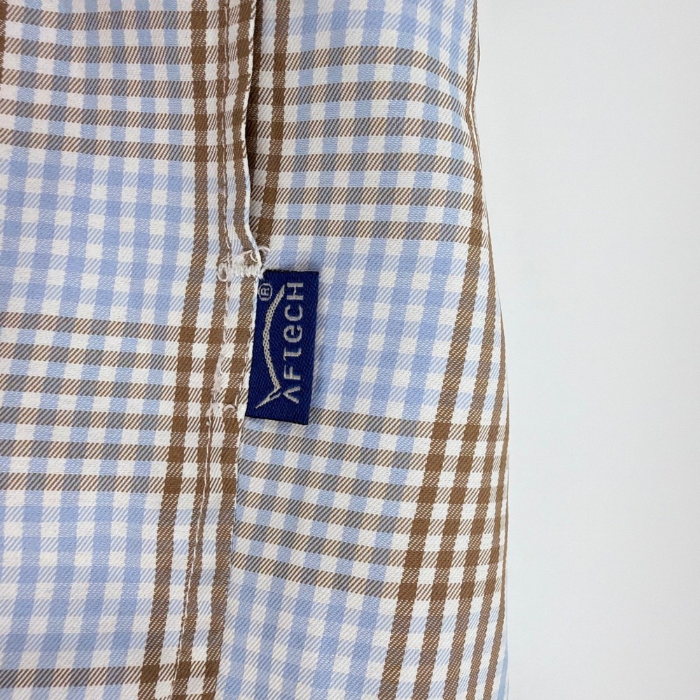 AFTCO Shirt Mens M Blue Plaid Vented Performance Long Sleeve Fishing Utility - Picture 8 of 9